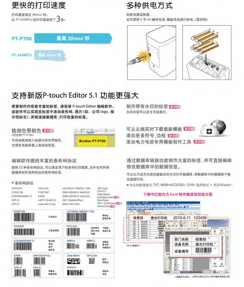 兄弟（brother） PT-P700 電腦標(biāo)簽打印機